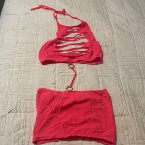 Rave Red Cut-Out Two-Piece Set